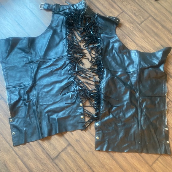 Leather chaps with fringe. Ladies XS - Picture 2 of 3